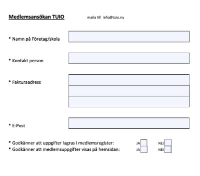 TUIO - Medlemsansökan - Blankett - Thumbnail